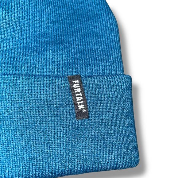 Furtalk Beanie Knit Watch Cap Hat Cuffed Adult Skullie Toque OS Blue Teal Ski - Picture 3 of 7